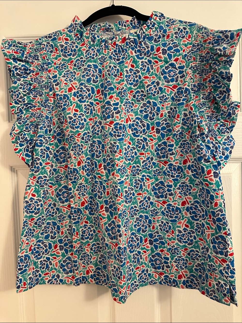 JODIFL Multicolor Floral Blouse with Blue & Red Accents